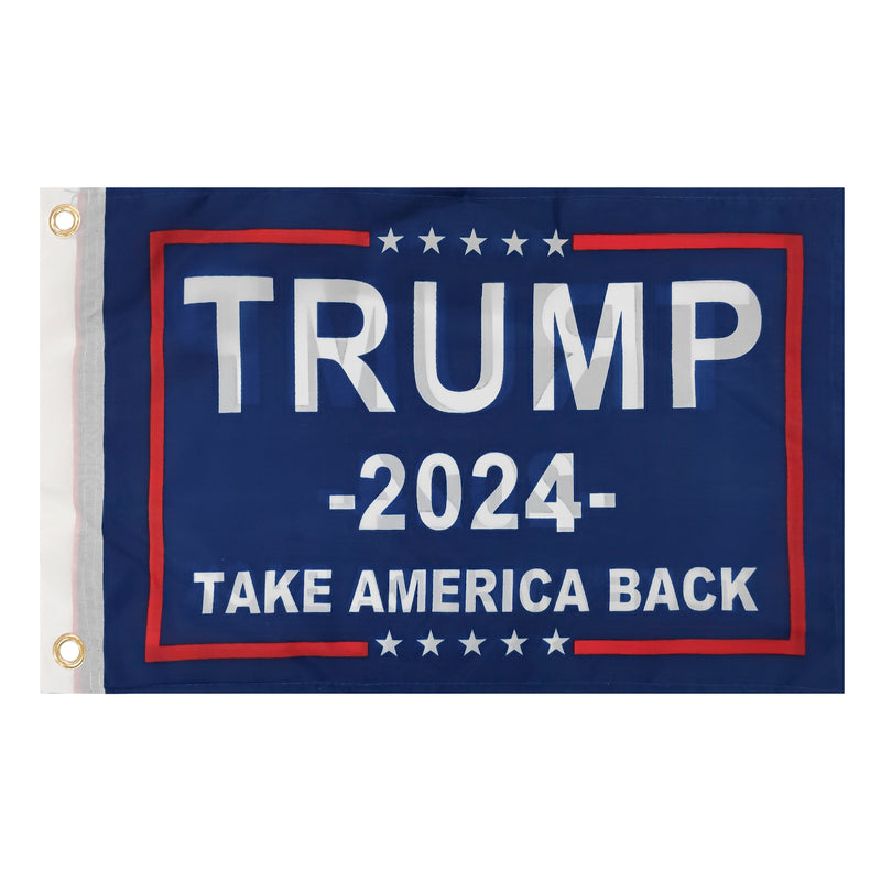 Trump 2024 Take America Back Blue 12"x18" Double Sided Flag ROUGH TEX® 100D