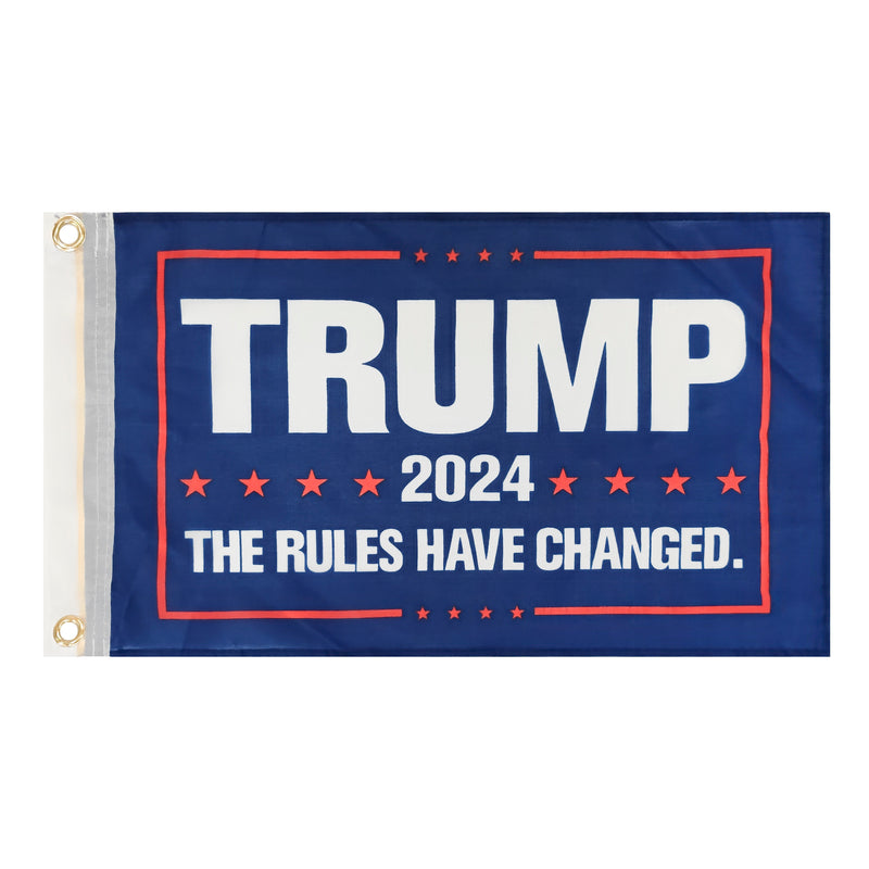 Trump 2024 The Rules Have Changed Blue 12"x18" Double Sided Flag ROUGH TEX® 100D