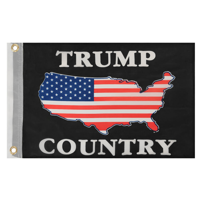 Trump Country USA Black 12"x18" Double Sided Flag ROUGH TEX® 100D