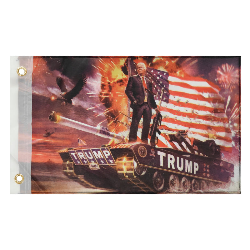 Trump Tank USA 12"x18" Double Sided Flag ROUGH TEX® 100D