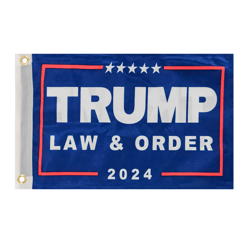 Trump Law & Order 2024 12"x18" Double Sided Flag ROUGH TEX® 100D