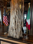 American Mexican Eagle USA Brass Star Indoor Set 8 Feet Oak Poles Bases Flags Gold Ropes