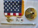 US Government DOGE Deal Indoor American Flagpole Kit USA Gold Fringed Flag Base Pole Complete 3 Pack Wholesale