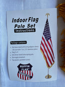 US Government DOGE Deal Indoor American Flagpole Kit USA Gold Fringed Flag Base Pole Complete 3 Pack Wholesale