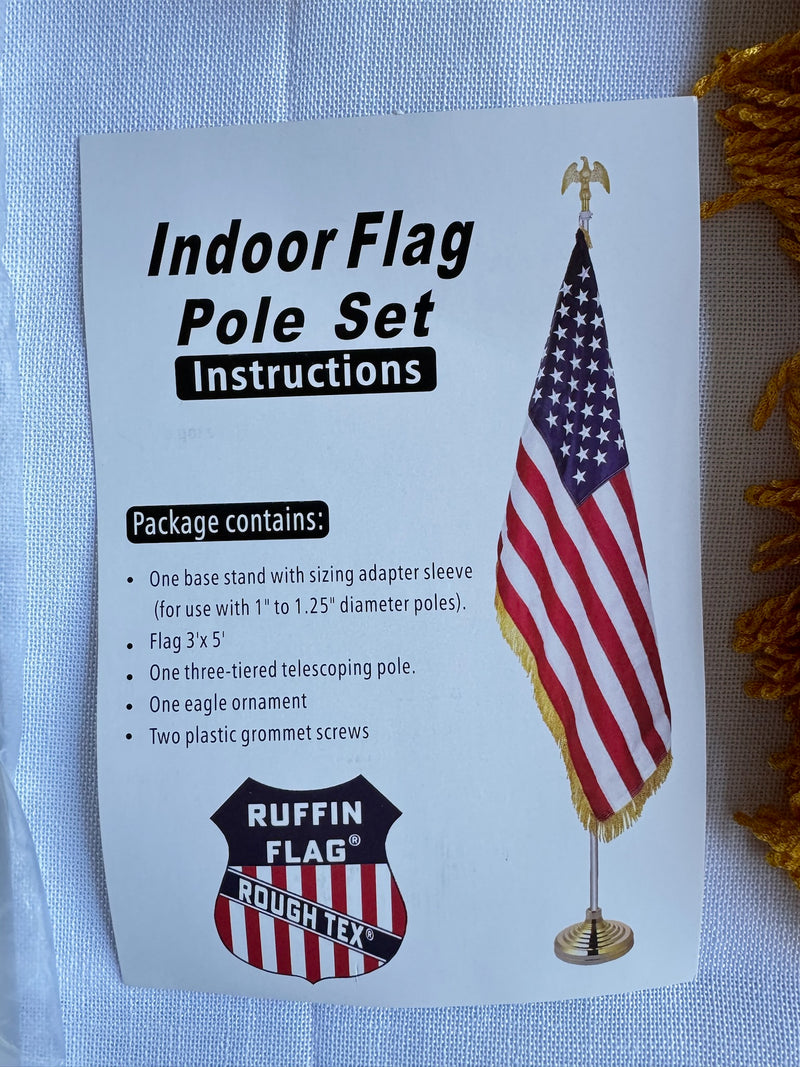 US Government DOGE Deal Indoor American Flagpole Kit USA Gold Fringed Flag Base Pole Complete 6 Pack Wholesale