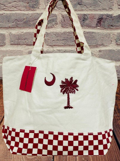 South Carolina Canvas Embroidered Bag with Handle Totes SC