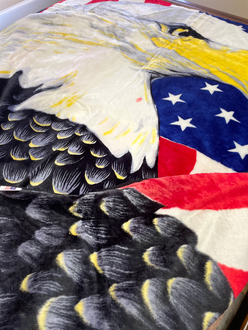 USA Eagle Mink Blanket 80"x90" King Size