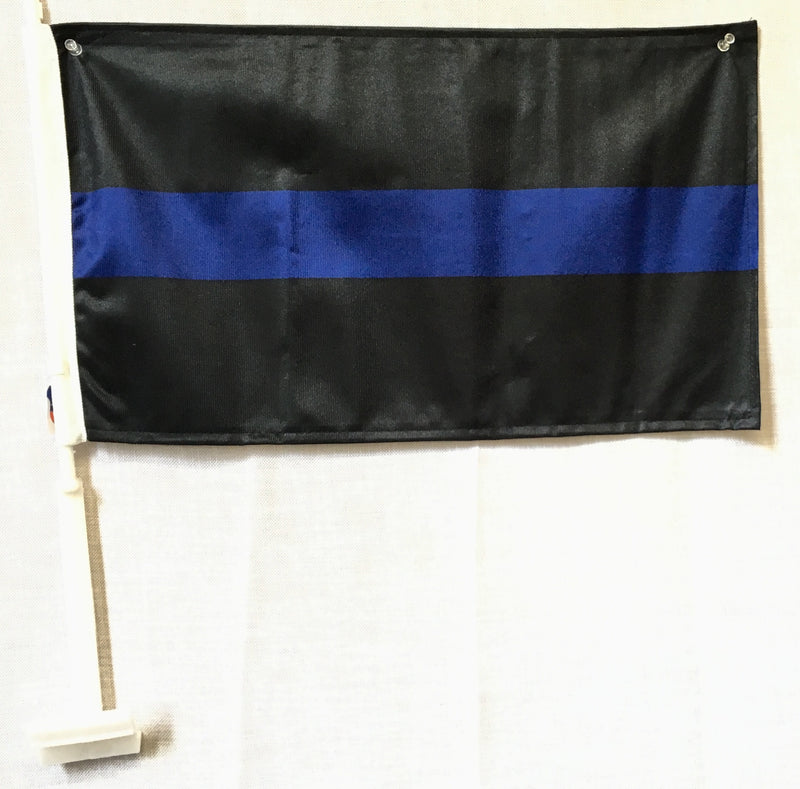 Police Blue Line 12"x18" Car Flag Flag ROUGH TEX® Double Sided