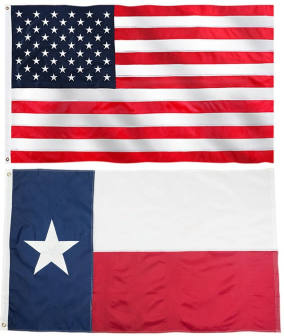 Texas & USA Flags 3x5 Printed Nylon American