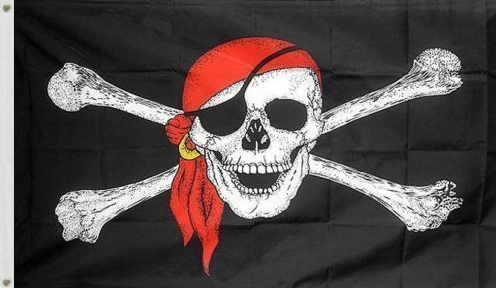 Jolly Roger Red Hat 12"x18" Stick Flag ROUGH TEX® 100D 30" Wooden Stick