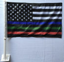 USA Red Blue Green Line 12"x18" Car Flag Flag ROUGH TEX® Double Sided