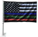 USA Police Fire Military Memorial 12"x18" Car Flag Flag ROUGH TEX® Knit Double Sided