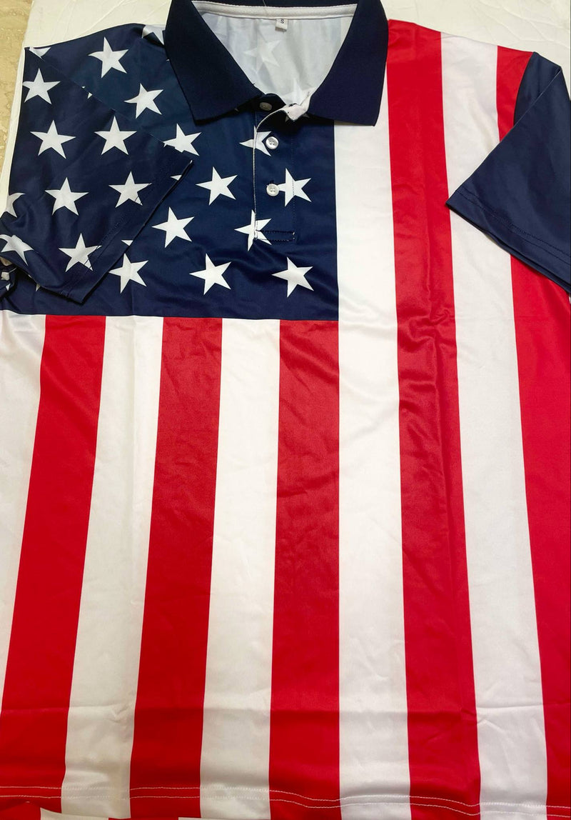 USA American Flag Polo Shirts July 4th Sale Vertical S, M, L, XL, XXL, XXXL