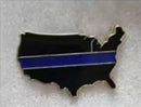 Thin Blue Line United States Map Lapel Pin | Gold-Plated Cloisonné | Law Enforcement Collector Pin