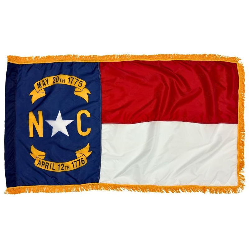 North Carolina 3x5 Feet Indoor Flags Gold Fringe