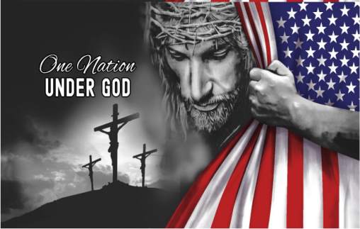 One Nation Under God Jesus USA 3'x5' Flag ROUGH TEX® 100D American Christian & Catholic Reveal