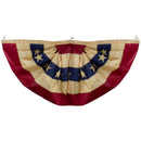 Cotton Vintage Tea Stained Bunting Fans 3 × 6 Feet Americana Real Embroiered Stars Pleats 3 Brass Grommets Heavy Duty