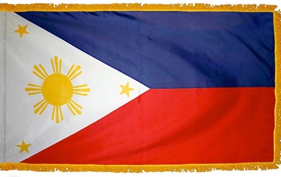 Philippines 3x5 Feet Indoor Gold Fringed Sleeve Flags