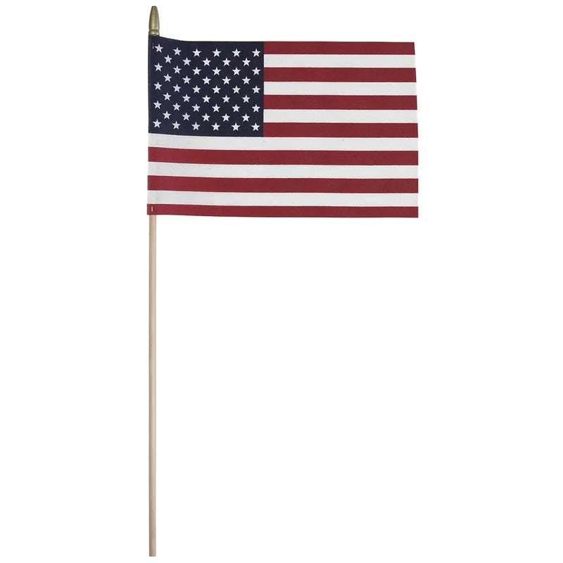 Case of 288 U.S.A. 12"x18" USA American Stick Flags Mounted on 24" Wooden Staffs