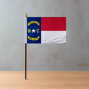 North Carolina Desk Flag Blow Out Sale 12 Packs for 55 Cents Each!  4"x6" Inch Desk Set Flags Mounted on 10" Staffs