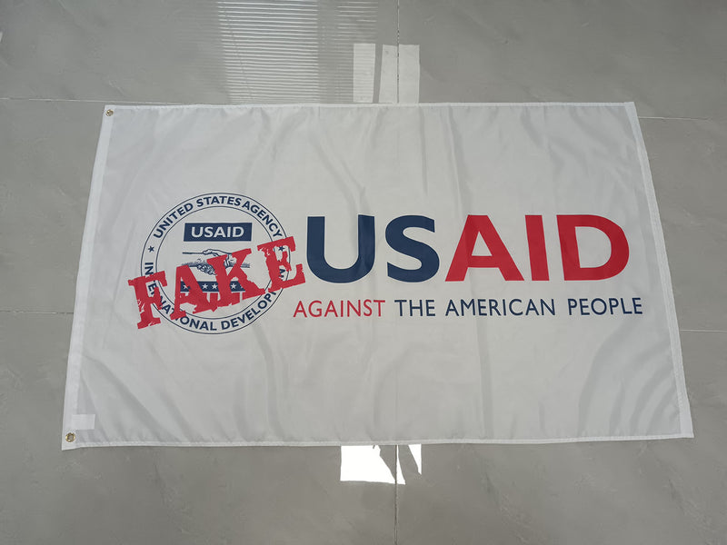 USAID FAKE Parody Flag Against the American People 3x5 Feet 100D Rough Tex DOGE Target