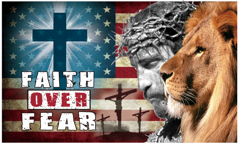 Faith Over Fear USA Christian Lion 3'X5' Flag ROUGH TEX® 100D