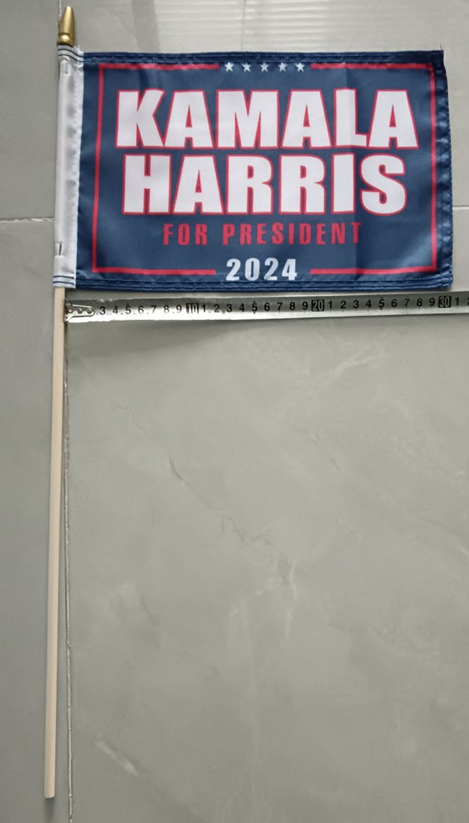 Kamala Harris For President 2024 8"x12" Stick Flag ROUGH TEX® 100D 20" Wooden Stick Democrat Party Candidate DNC