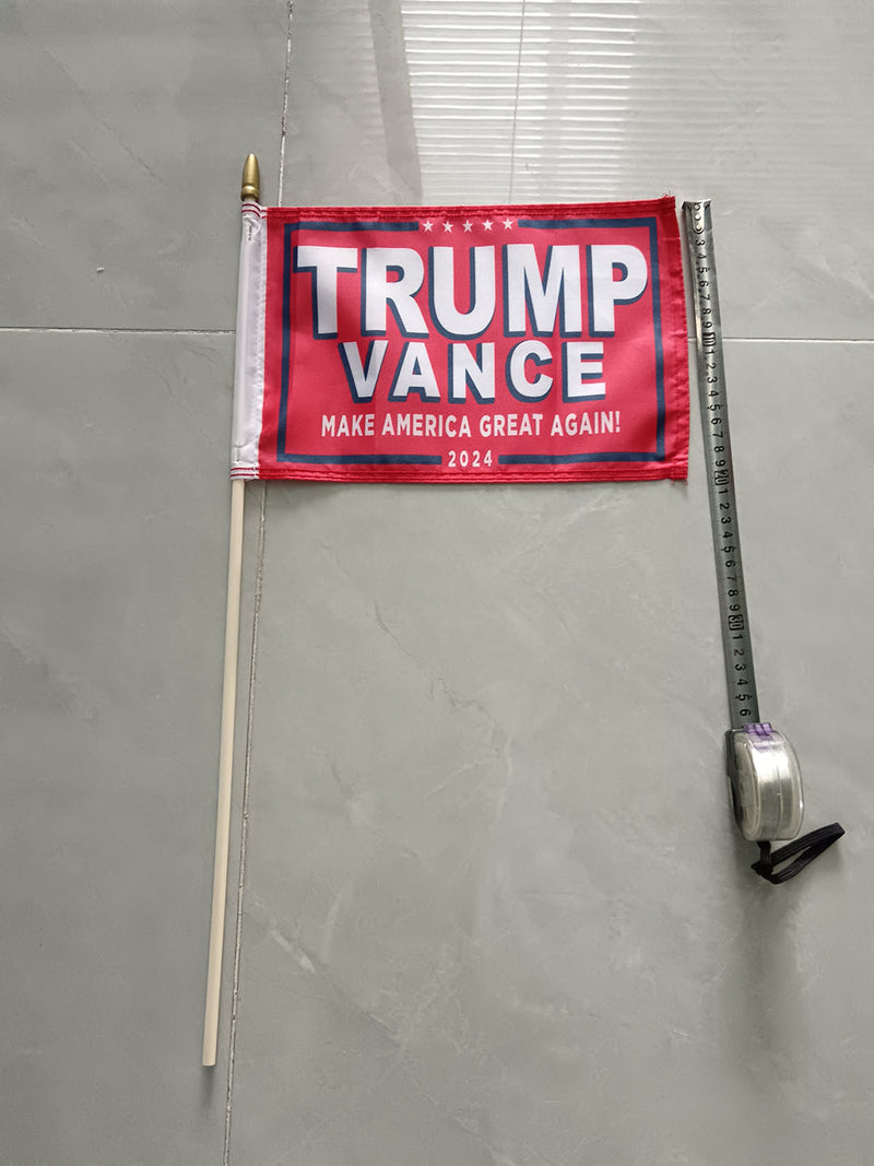 Trump Vance Wooden Stick Flags 8"x12" on 20" Wood Staffs Red Make America Great Again Ships 8/12/2024