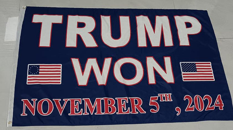 TRUMP WON November 5th 2024 Official Victory Banner Betsy Ross 1776 USA Flags 3'x5' Feet 100D Rough Tex