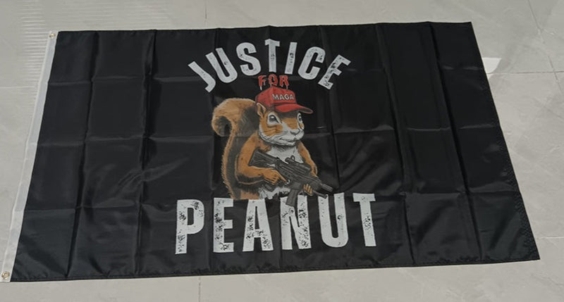 Justice for Peanut 3x5 100D Dark Maga Flags Rough Tex MAGA Nation Blackout Red Hat