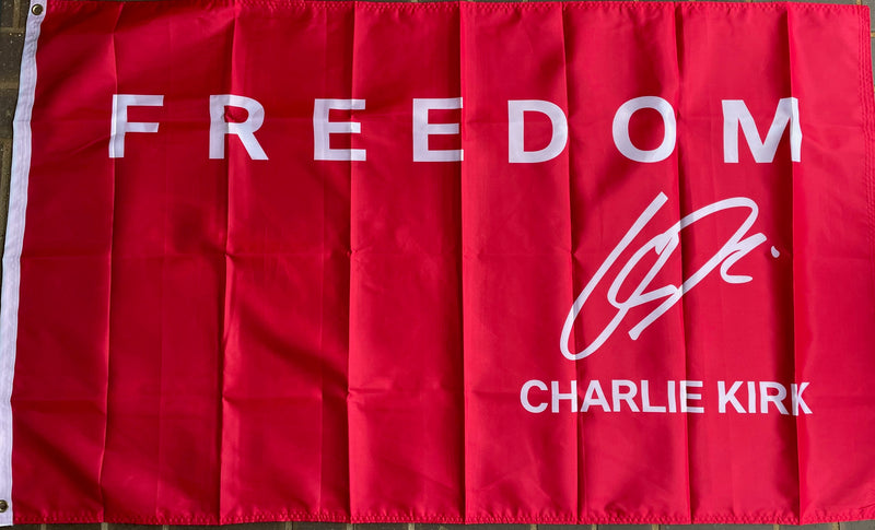 Freedom American Charlie Kirk Signature Red Flags 3x5