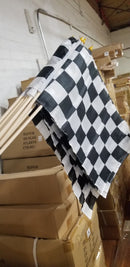 Checker Race Stick Flags 12"x18" on Wooden Staff End of Race