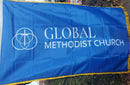 Global Methodist Church Indoor Gold Fringe Banner 3'X5' Flag ROUGH TEX®