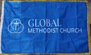 Global Methodist Church 3'x5' Embroidered Flag ROUGH TEX® Nylon 300D with Sleeve & Gold Fringe