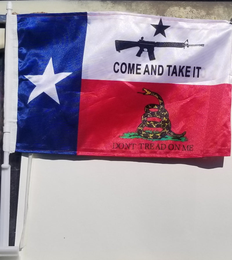 Texas Come and Take It Gonzales Gadsden Dont Tread on Me double sided knit nylon Car Flags