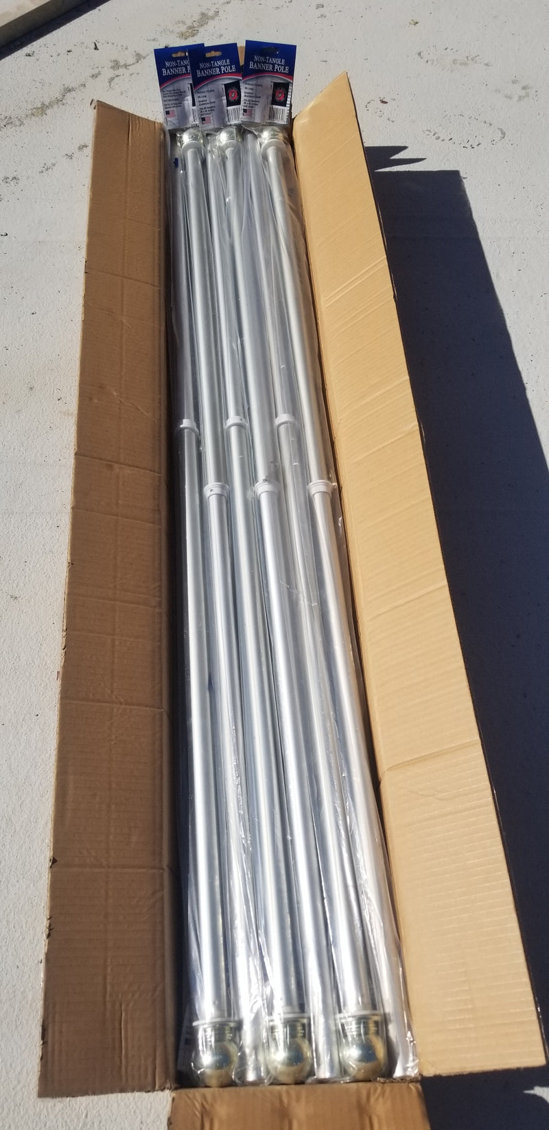 One Dozen American Aluminum Silver Spinning Flag Poles Rotating Clips 12 Pack 5 Feet Flagpoles 1" Diameter Super Sale