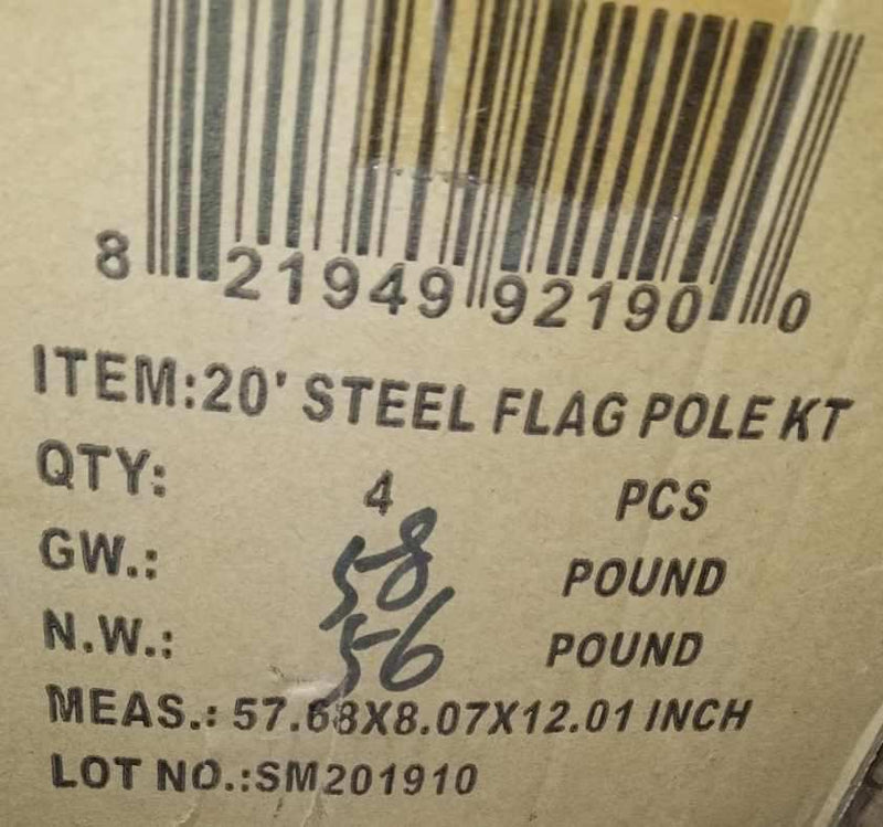 U.S.A. Case of Four Heavy Duty Steel American Flag Pole Kits 20' Feet Flagpoles USA Flag Included