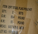 U.S.A. Case of Two Heavy Duty Steel American Flag Pole Kits 25' Feet Flagpoles USA Flag Included