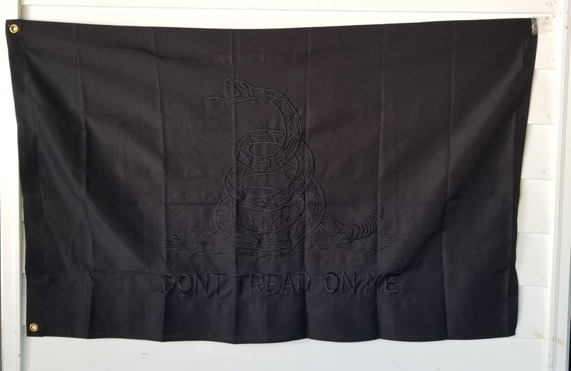 Gadsden Blackout All Black Dont Tread on Me 3x5 600D Flag