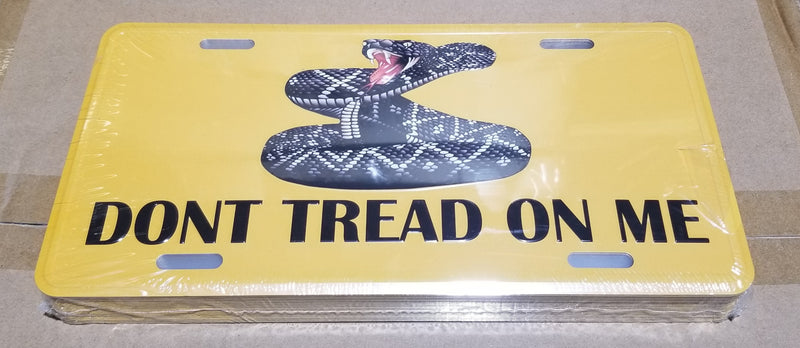 Don't Tread On Me Rattlesnake Embossed License Plate Gadsden Strike USA Auto Tag