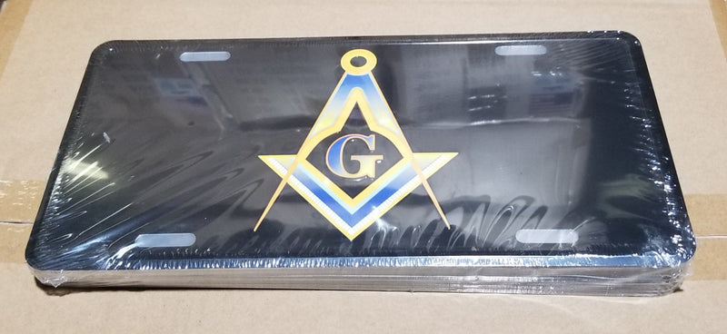 Masonic Black Embossed License Plate Masons Blackout Auto Tag