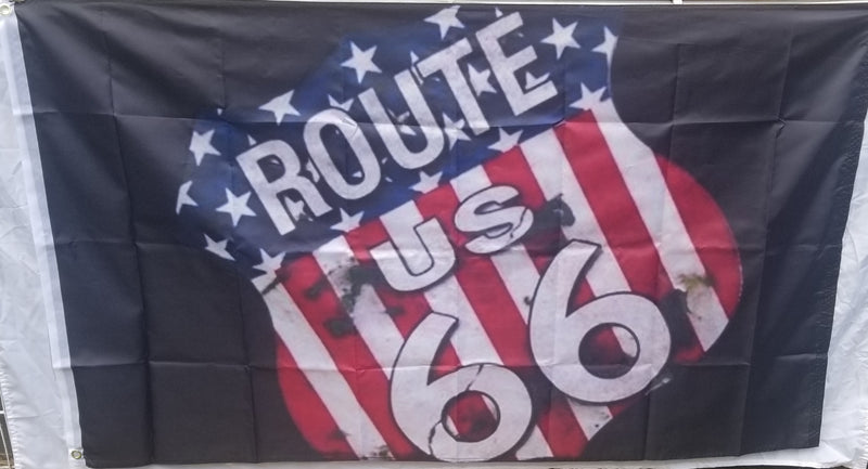 Route 66 Black Out Artistic USA  3'X5' Flag ROUGH TEX® 100D RT 66 Highway Sign