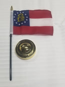 Georgia Current 2003- Official State Flag 4x6 Inches Desk Set with Gold Base 12 Pack