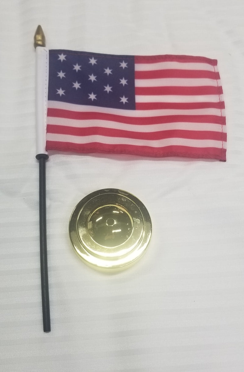 USA 13 Stars Hopkinson 1776 American Flag 4x6 Inches Desk Set with Gold Base 12 Pack