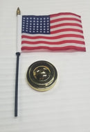 USA 48 Stars Old American Flag 4x6 Inches Desk Set with Gold Base 12 Pack