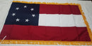 Stars and Bars 1st National 1861 Gold Fringe UDC SCV CSA Sewn Cotton Canvas 3x5 Feet Flag