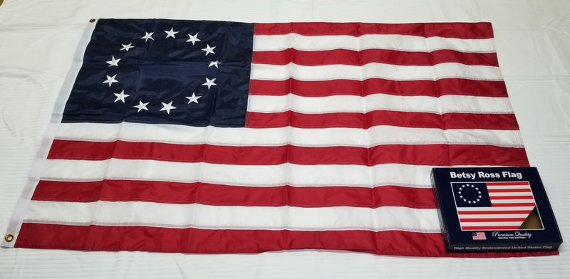 Betsy Ross 210D Nylon Embroidered Flag Gift Boxed