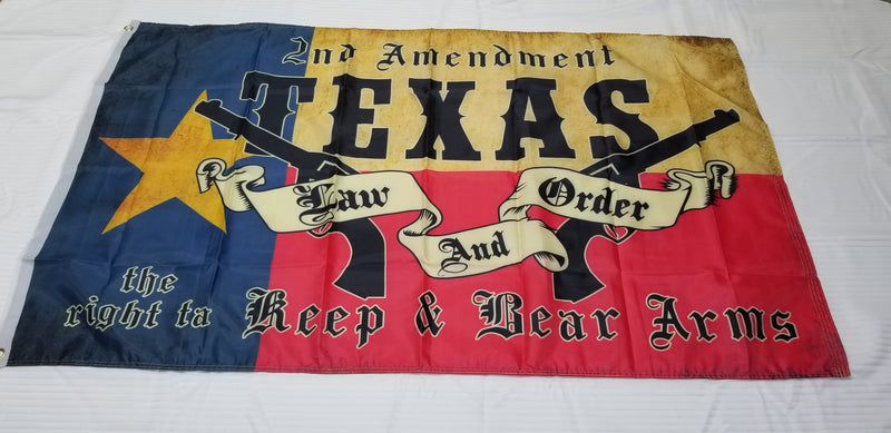 Texas 2nd Amendment Law & Order Flags 3x5 Feet 100D Rough Tex