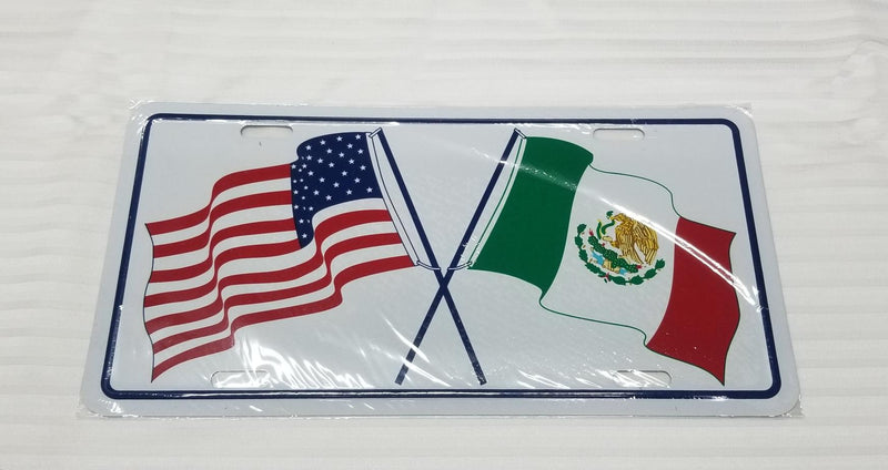American Mexican USA Mexico Flags License Plates Embossed Aluminum Auto Tags 12 Pack