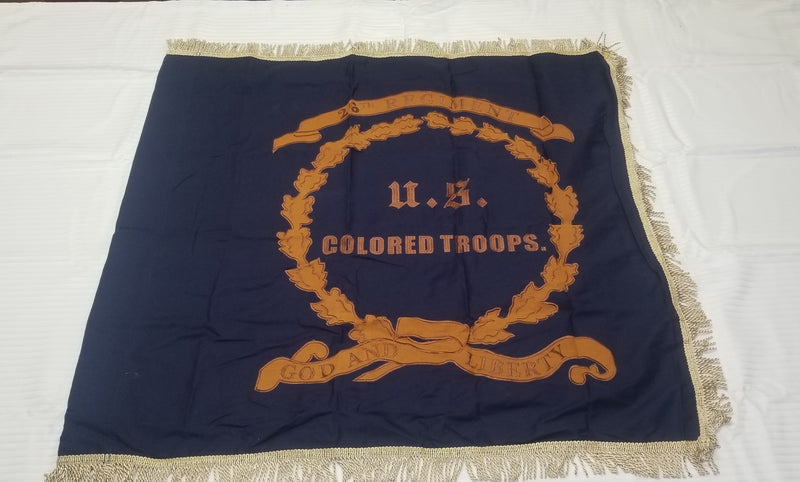 US Colored Troops 26th Regiment 38x38 Inches God Liberty Official Gold Fringed Sleeved Cotton Flag Historical Museum Quality